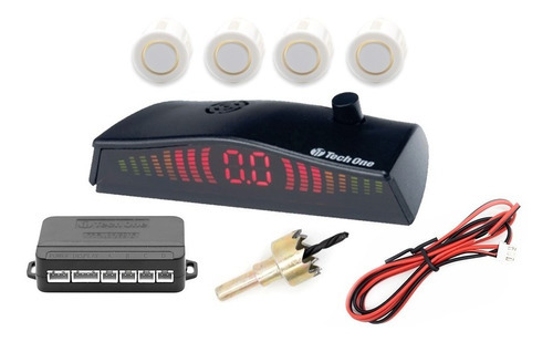 Sensor Estacionamento Perolado Sensores Aviso Sonoro Cor Branco/Perola