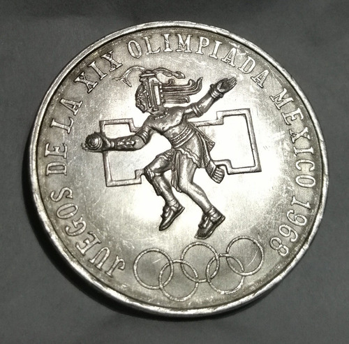 Moneda De 25 Pesos Xix Olimpiadas Mexico 1968 Plata .720
