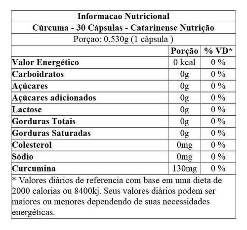 Cúrcuma - 30 Cápsulas - Catarinense Nutrição