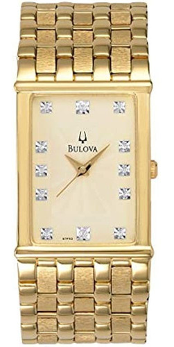 Bulova Mens 97f52 Diamond Goldtone Gold Acentuado Reloj