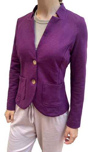 Blazer T M Algodon Textura Import C Spandex Oulet Leer Oport Uva/berengena M
