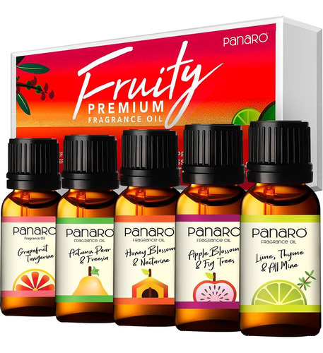 Aceites Esenciales Frutales 10ml En Estuche.  Set De 5