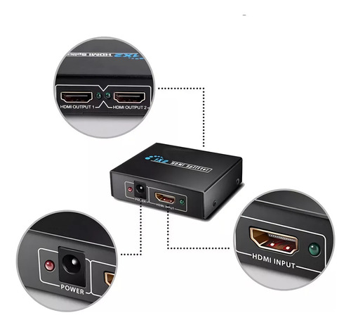 Splitter Divisor Señal 1 X 2 Salidas Hdmi 3d Full Hd 1080p