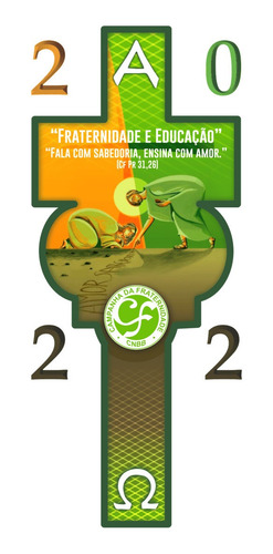 Imagem 3 de 4 de Vela Círio Pascal Fraternidade E Educação Amarelo 20cm X 7cm
