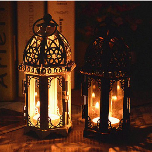 Candeliere De Cristal Tealight Linterna De Hierro Forjado