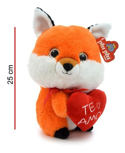 Imagen 2 de 6 de Peluche Mapache Y Zorro Con Corazon Te Amo 25cm Phi Phi Toys