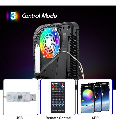 Tira De Luz Led Rgb Para Consola Ps5 Con Control Remoto