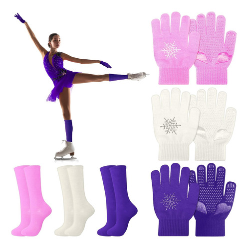 Juego De 6pares De Guantes De Patinaje Artístico, Calcetines