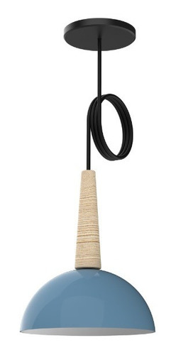 Lampara Campana Semiesfera Ø 21cm Con Detalle En Madera