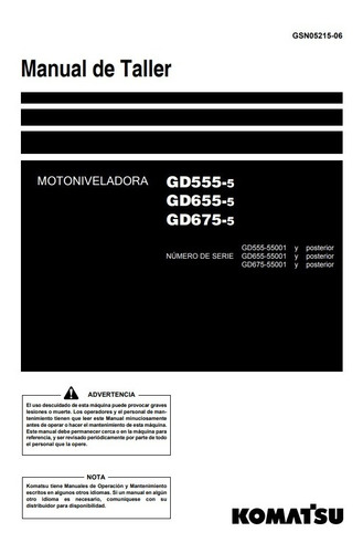 Manual Taller Codigo Fallas Motoniveladora Komatsu Gd555/655