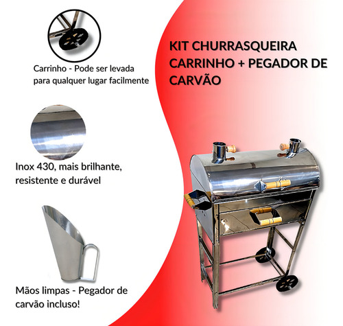 Churrasqueira GS Carrinho a Bafo Móvil 91 cm de altura
