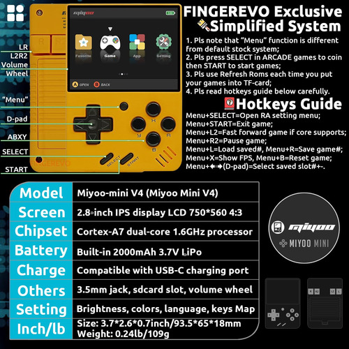 Consola De Jogos Portátil Miyoo Mini V4 2,8 Polegadas 750x56
