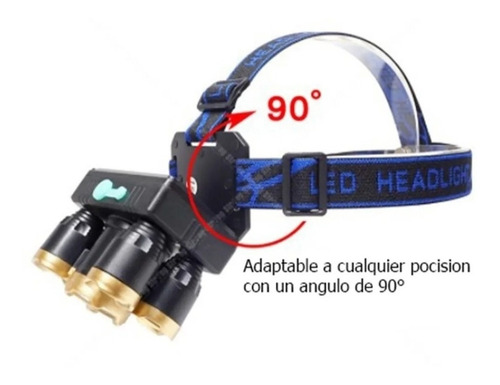 Lampara De Cabeza Linterna Frontal Con 4 Modos Recargable