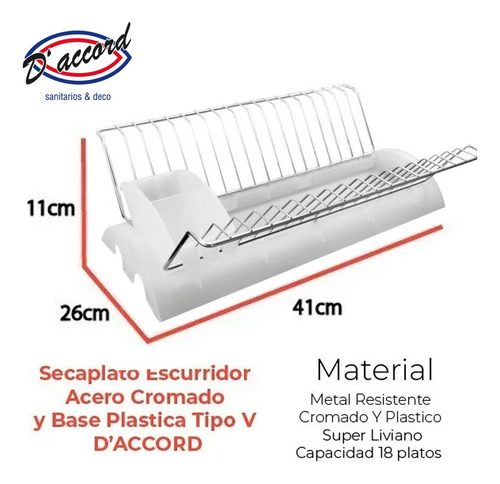 Escurridor En V Cromado Daccord Coc0imp34