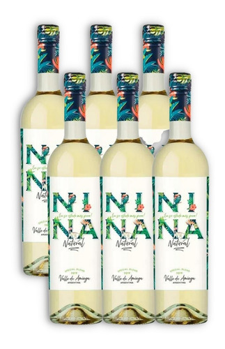 Vino Blanco Nina Natural En Su Estado Más Puro Caja X6 750ml