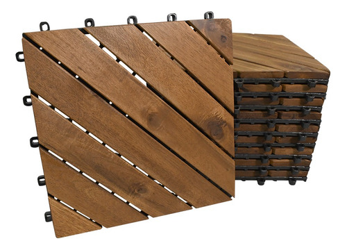 Caja De 10 Pz Piso Modular Acacia Deck Tile 8 Slats