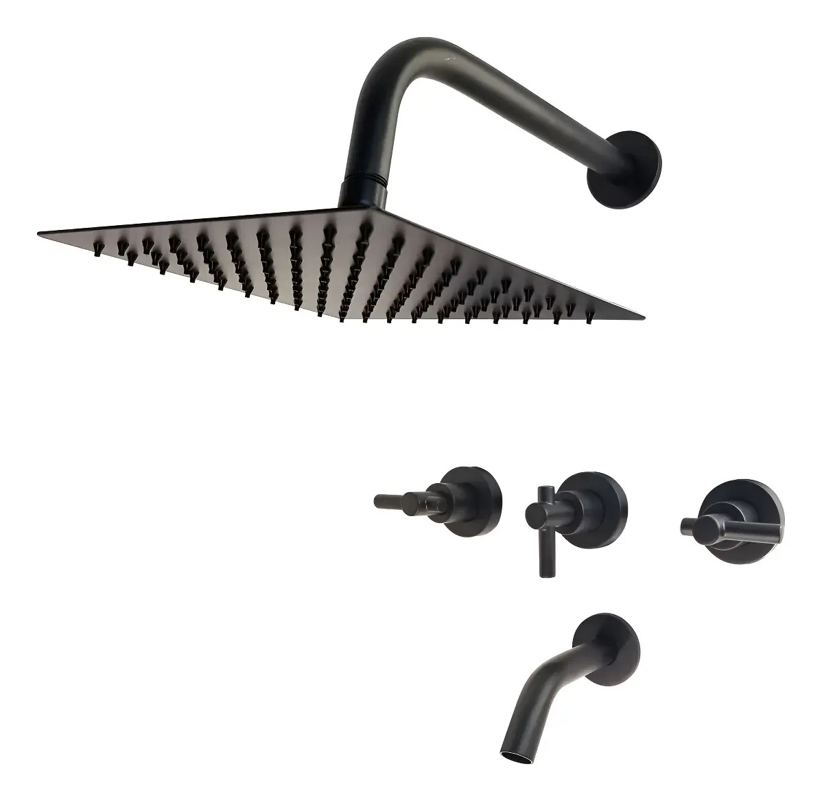 Ducha Aqualaf Ibiza Black Cuadrada Minimalista Negro