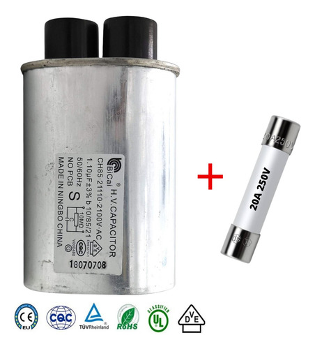 Capacitor Microondas 1.10 Uf 2100v Con Fusible 20a 250v