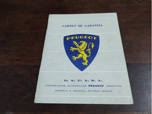 Antiguo Manual Carnet De Garantía Peugeot 403