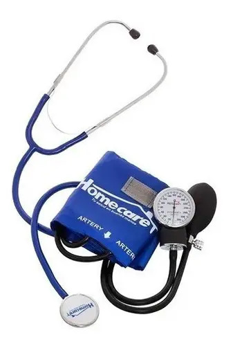 Kit Baumanometro Estetoscopio Simple Homecare 2000 Color Azul Rey