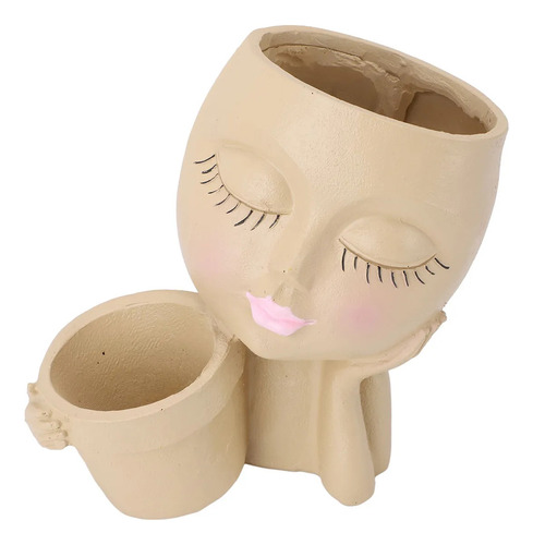 Maceta De Resina Con Forma De Cara, Resistente A La Decolora