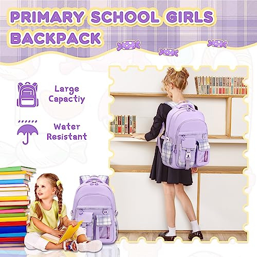 Mochila Escolar Con Bolsillos Funcionales - Purpura
