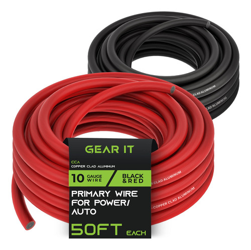 Gearit Cable De Calibre 10 (50 Pies Cada Uno, Negro/rojo) Cc