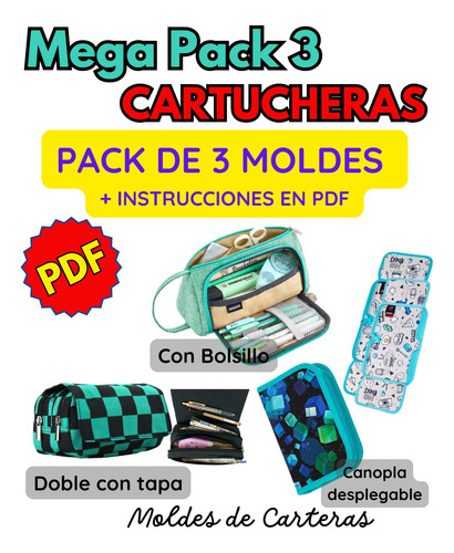 Moldes De Carteras Megapack 3 Cartucheras 3 Moldes Pdf Unico