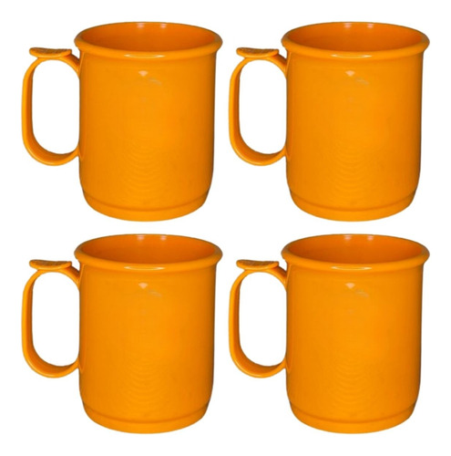 Jarro Mug Plastico X 4 Recto 9 Cm Apoya Dedo Asa Colores