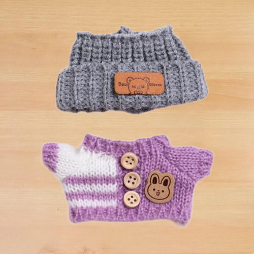 Ropa De Muñecas Suéter Y Sombrero Hechos A Mano Púrpura