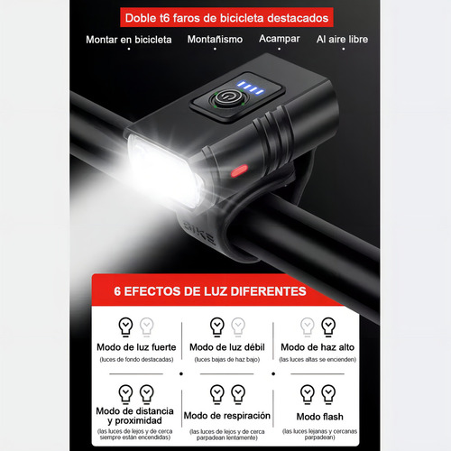 Luz Bicicleta Usb Recargable Delantera Y Trasera Hong Ipx6