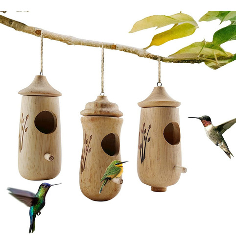 3pcs Hummingbird House Colibrí Columpio Nido De Colibrí