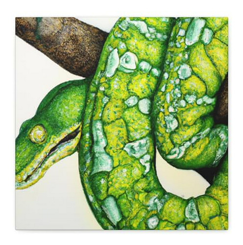 Cuadro Serpiente Árbol Verde - Lienzo Premium 16 X16 