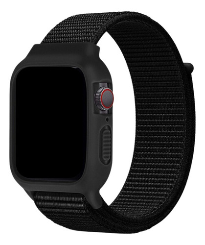 Malla Nylon Velcro Con Carcasa Silicona Para Apple Watch