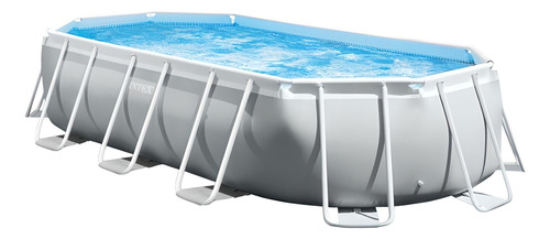 Piscina estructural ovalada Intex 26796 con capacidad de 13365 litros de 5.03m de largo x 2.74m de ancho  gris claro diseño mosaico