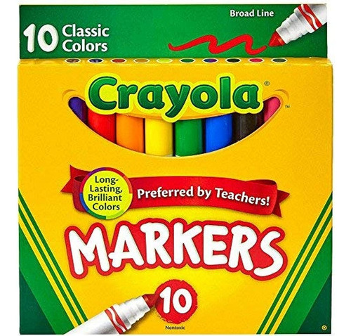 Crayola 10 Unidades Marcadores Trazo Ancho Originales Clásic