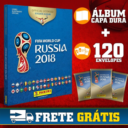 Álbum Copa Do Mundo 2018 Capa Dura + 120 Envelopes Pacotinho