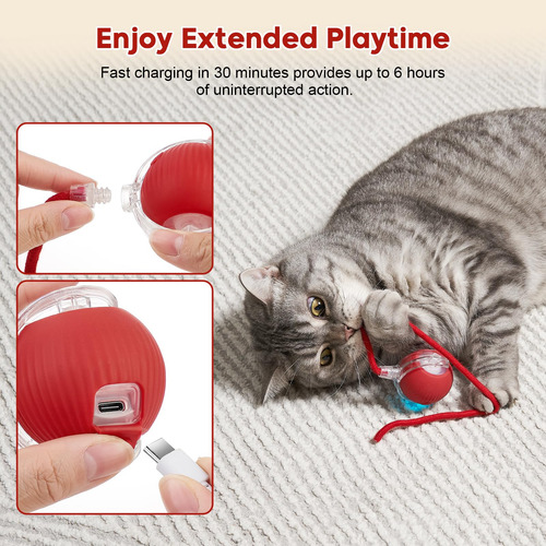 Bola Rodante Automática Inteligente Para Perros Y Gatos Rojo