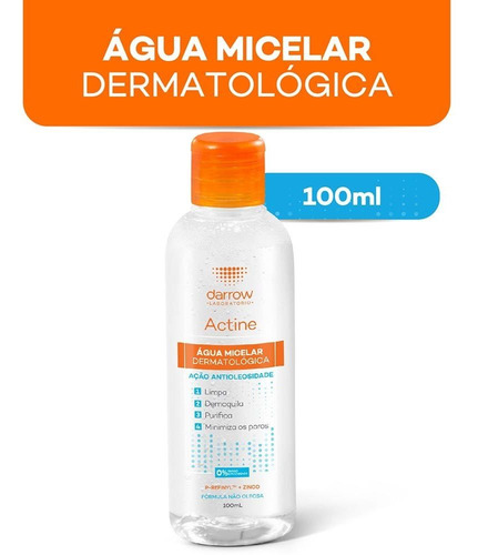 Água Micelar Actine Darrow Pele Oleosa 100ml Limpa Profunda