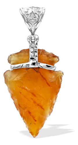 Dije Con Forma De Punta De Flecha De Cornalina En Plata