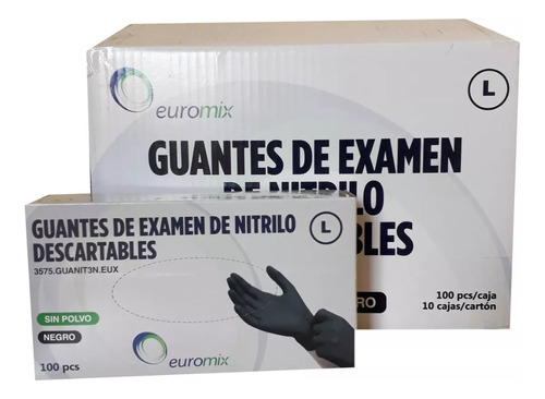 Guantes Nitrilo  L Negro Cajonx10 Cajas X100 U- Envio-gratis