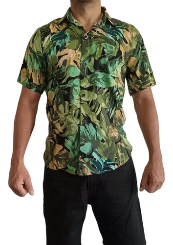 Camisa Hawaiana De Fibrana Floreada
