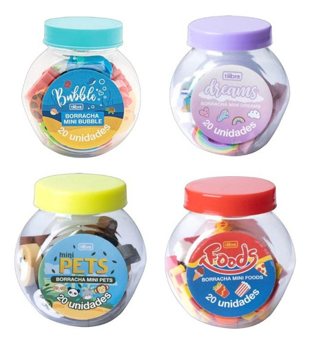 Display Mini Borracha 4 Pote Pets Dreams Food Bubble Tilibra