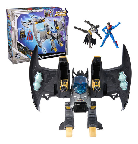 Dc Comics, Transforming Batwing De La Colección Metal Force, Escenario 2 En 1 Incluye Figuras De Batman Y Superman Con Proyectiles, Tarjetas De Personaje, Juguete Para Niños Y Niñas A Partir De 4 Años