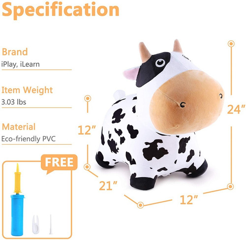 Imagen 6 de 7 de Montable De Vaca Para Niños Pequeños - Brinca Brinca 60cm
