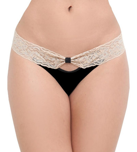 Tanga Encaje Con Lurex Ajustable Hasta Talla 36-38