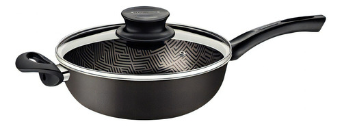 Wok Tramontina Con Tapa 24cm Color Gris