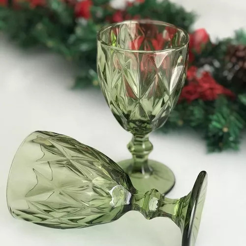 Copas De Vino Vintage Azul Y Verde, Juego De Copas De Vino E