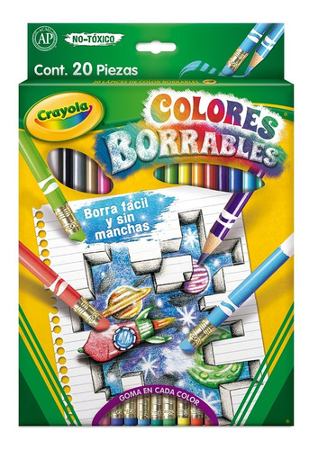 Crayola Colorrables 20 Lápices De Colores Con Goma Cada Uno 