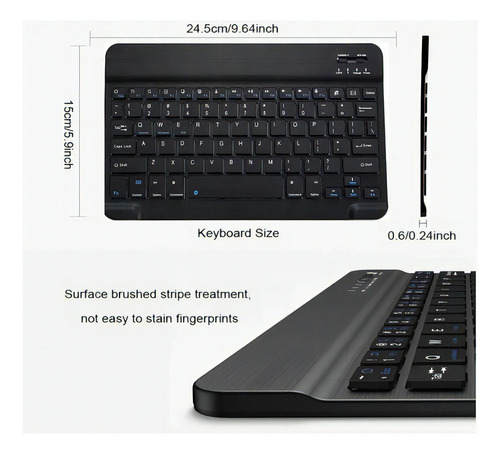 Teclado Inalámbrico Mini Recargable Bluetooth Celular Pc Color del teclado Negro